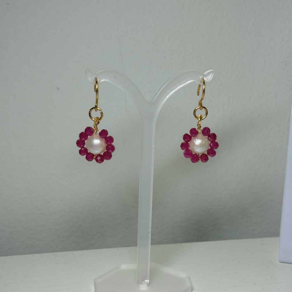 Flower Design Freshwater Pearl Earrings